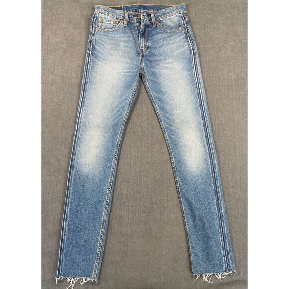 Levis‎ 510 Skinny Jeans Men 30x32 Light Wash Distressed Raw Hem Side Seam Y2K - Picture 1 of 10